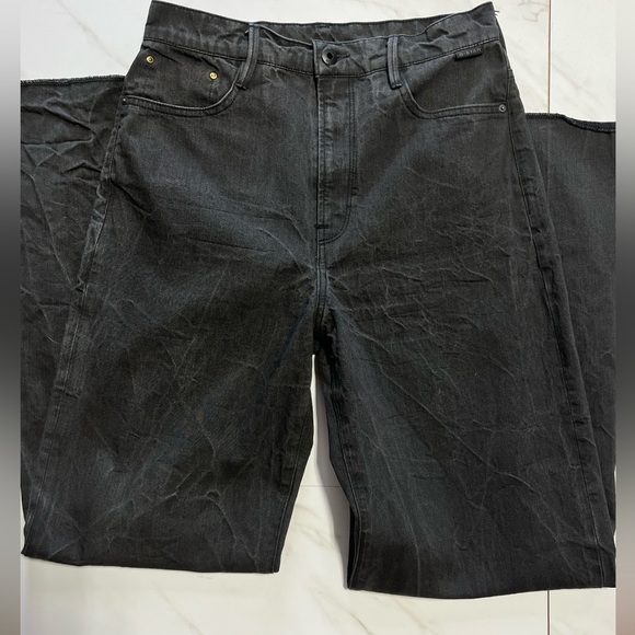 G Star Ultra Wide Leg High Rise Black Washed Gray Denim Jeans size 28 - Picture 1 of 9